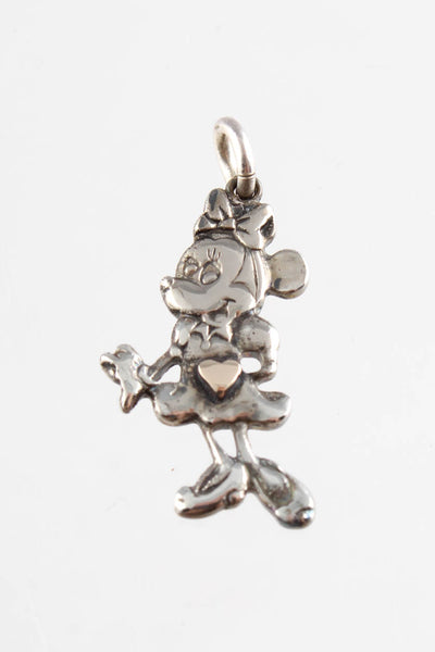 Jasper Sterling Silver Cartoon Girl Mouse Gold Heart Vintage Charm