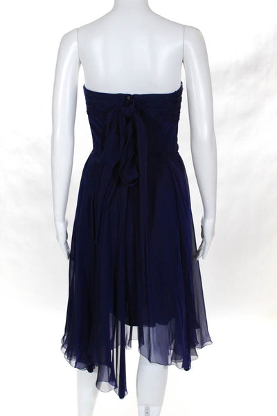 Chanel Boutique Womens Vintage Strapless Cocktail Dress Purple Size Small