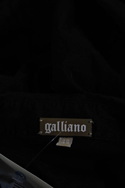 Galliano Womens Button Front Short Sleeve Collared Shirt Black Cotton Size IT 42