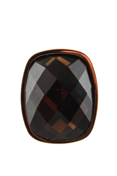 Folli Follie Womens Geometric Brown Resin Gold Tone Large Cocktail Ring Size 7.5