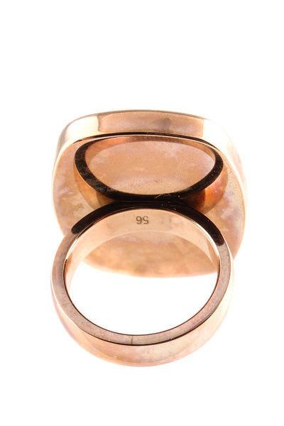 Folli Follie Womens Geometric Brown Resin Gold Tone Large Cocktail Ring Size 7.5