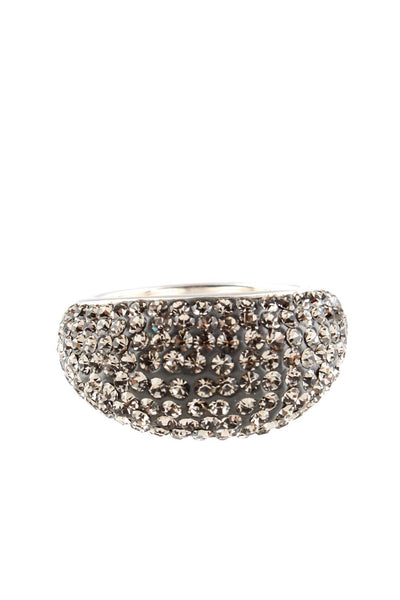 Folli Follie Womens Crystal Silver Toned Band Ring Size 6.75