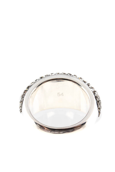 Folli Follie Womens Crystal Silver Toned Band Ring Size 6.75