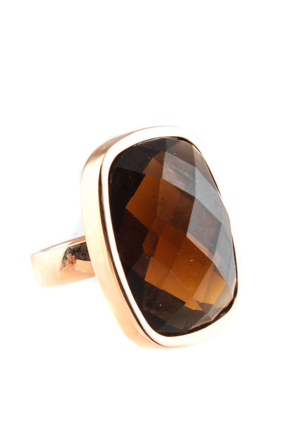 Folli Follie Womens Geometric Brown Resin Gold Tone Large Cocktail Ring Size 6.5