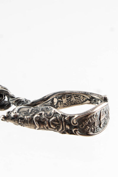 Jasper Recycled Antique Sterling Silver Diamond Skeleton Charm Bracelet