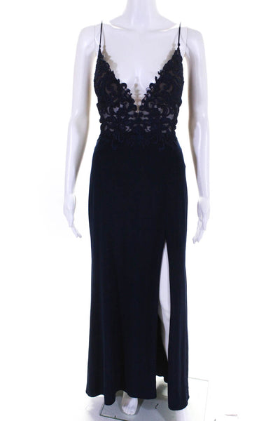 FAVIANA Womens Navy Lace Bodice Gown Size 10 12159616