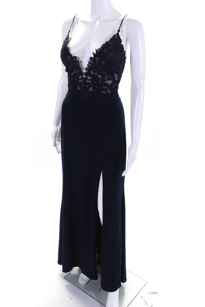 FAVIANA Womens Navy Lace Bodice Gown Size 10 12159616