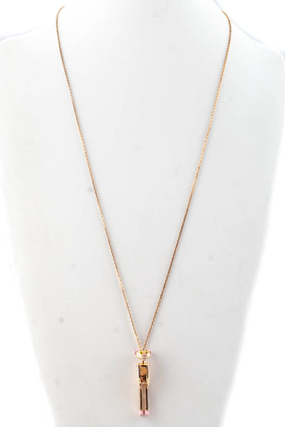 Designer Rose Gold Tone Sterling Silver Pink Enamel Panther Pendant Necklace