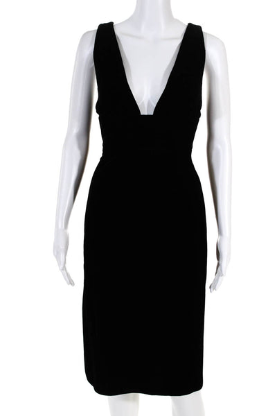 Armani Collezioni Womens Sleeveless Velvet Sheath Dress Black Size 8