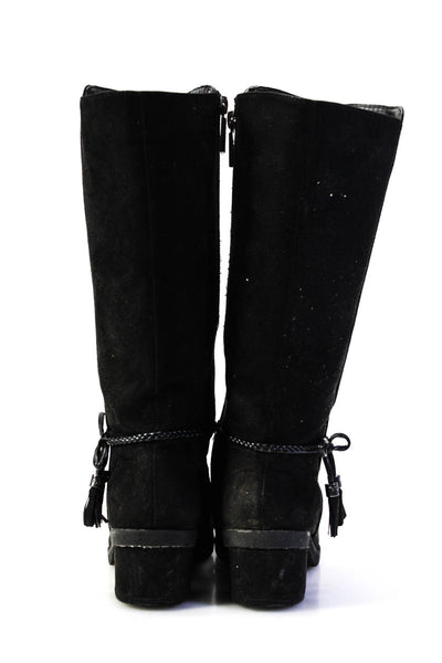 Michael Kors Womens Leather Tassel Block Heel Boots Black Size 3
