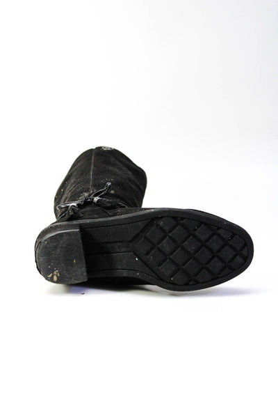 Michael Kors Womens Leather Tassel Block Heel Boots Black Size 3