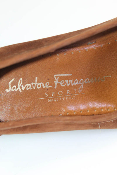 Salvatore Ferragamo Womens Nubuck Leather Moccasins Loafers Brown Size 6.5 Wide