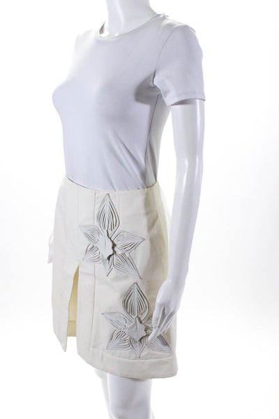 Fendi Womens Flower Mini Skirt Cream Size Italian 40