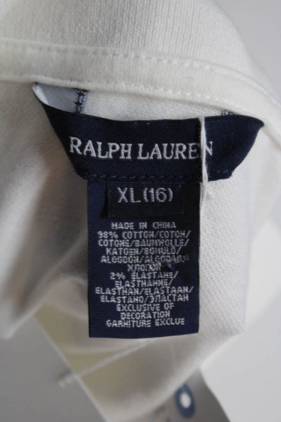 Ralph Lauren  Childrens Girls Polo Shirt Dress White Size Extra Large 16