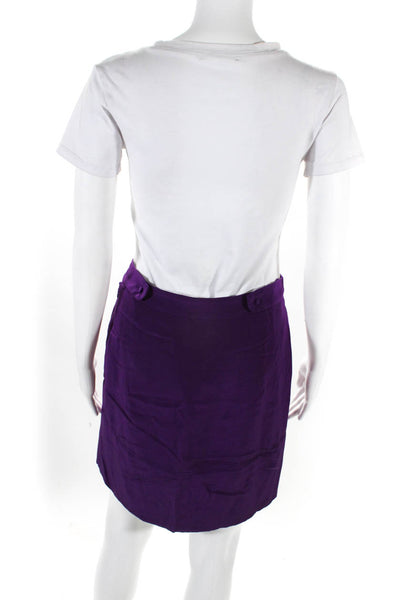 Chloe  Womens Silk Pleated Zip Up Mini Skirt Purple Size 34