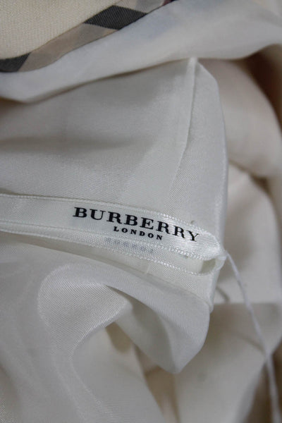 Burberry London Womens Wool High Rise Knee Length Flared Skirt Beige Size 40