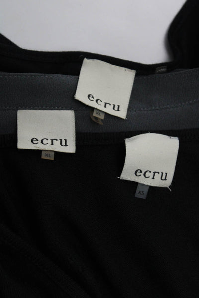 Ecru Womens Suede Long Sleeve Scoop Neck Blouse Black Gray Size XS XL Lot 3