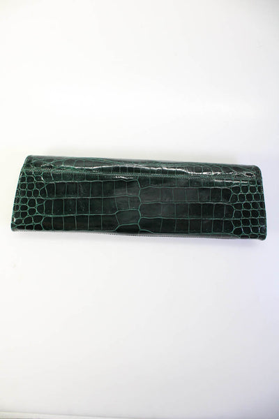Domenico Vacca Womens Genuine American Alligator Skin Long Clutch Handbag Green