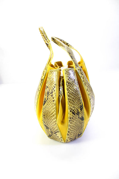 Domenico Vacca Womens Genuine Python Julie Tote Bag Handbag Yellow