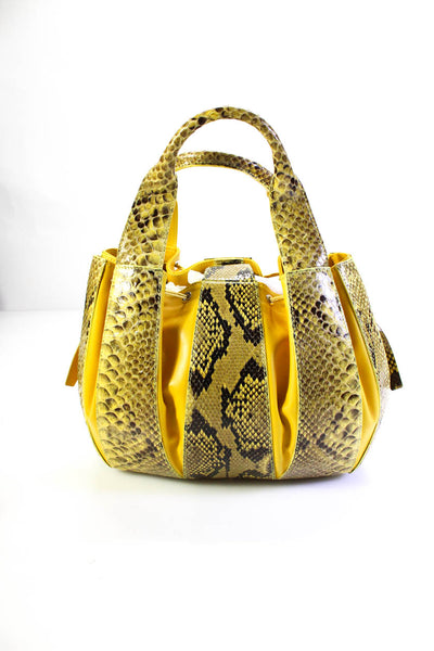 Domenico Vacca Womens Genuine Python Julie Tote Bag Handbag Yellow