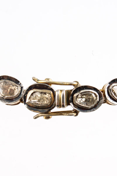 Gunda Womens Sterling Silver Raw Diamond Bracelet Gold Tone