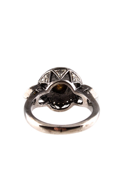 Designer Sterling Silver Rose Cut Diamond Ring  Size 8.5