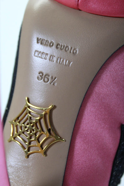 Charlotte Olympia Womens Satin Wolf Platform Stiletto Pumps Pink Size 36.5 6.5