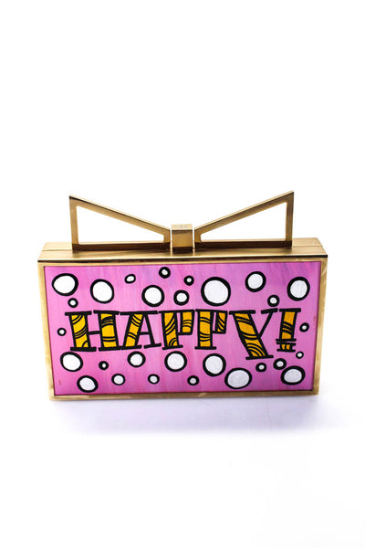 Sara Battaglia Womens Lady Me Special Edition Hand Painted Clutch Handbag Pink L