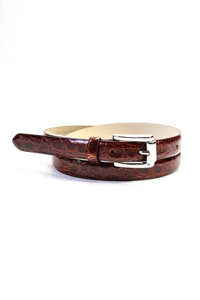 Ralph Lauren Mens American Alligator Skinny Belt Sport Rust Brown Size 36