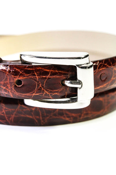Ralph Lauren Mens American Alligator Skinny Belt Sport Rust Brown Size 36