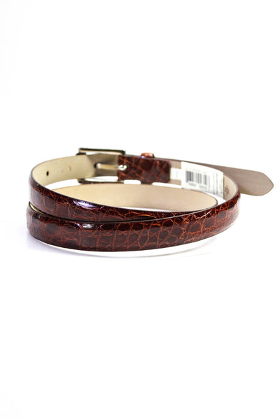 Ralph Lauren Mens American Alligator Skinny Belt Sport Rust Brown Size 36