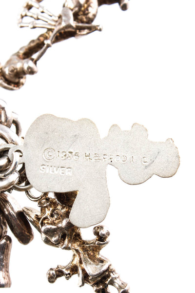 Designer Vintage 10KT Gold Seahorse Mouse Charm Bracelet Silver