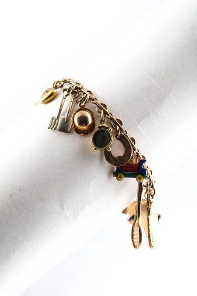 Designer  Vintage Dog Heart Boot 10KT Gold Charm Bracelet
