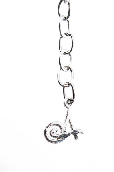 Aaron Basha  Winged Girl Pendant Snakeskin Choker Necklace Cream Silver Tone