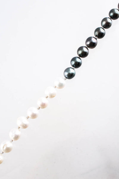 Designer  Figa Pearl Fingers Crossed Two Tone Necklace White Grey