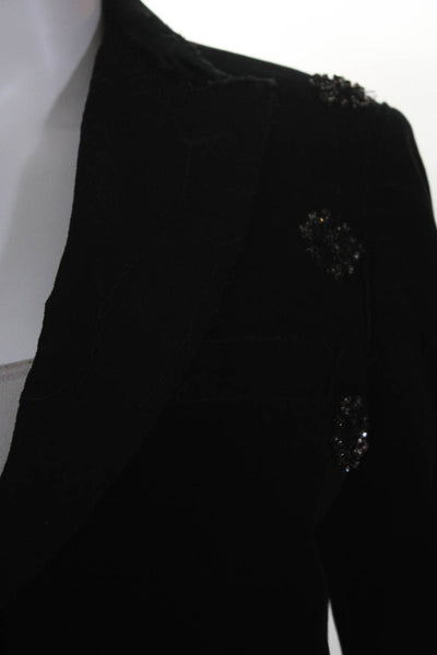 Maurizio Miri Womens Two Button Pointed Lapel Velvet Blazer Black Size IT 44