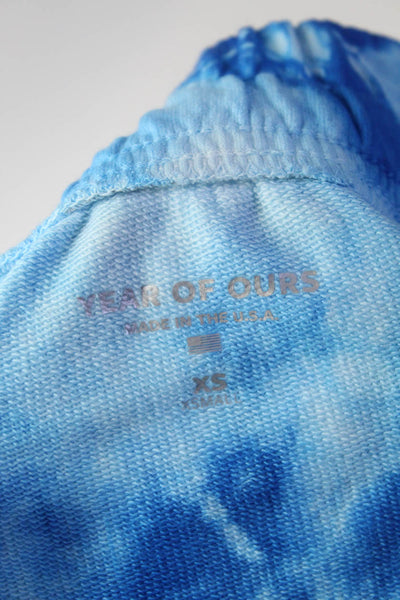 Year of Ours Womens Boyfriend Sweat Shorts Blue Tie Dye Size XS