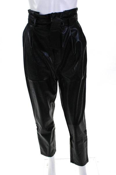 BB Dakota Womens Vegan Leather Paper Bag Pants Black Size 8