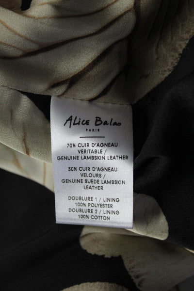 Alice Balas Womens Leather Peri's Angel Zip Up Motorcycle Jacket Black Size 40