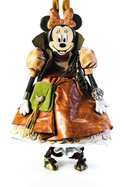 Perez Sanz Womens Sterling Silver Stone Mouse Character Medium Handbag Brown
