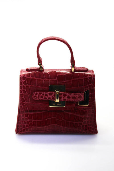 Etro  Structured  Alligator Mini Satchel Handbag Dark Red
