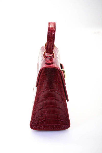 Etro  Structured  Alligator Mini Satchel Handbag Dark Red