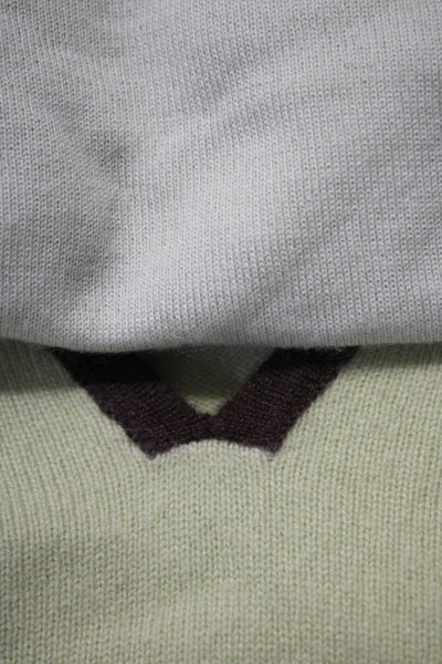 Neiman Marcus Womens V Neck Sweaters Green Cashmere Size Large Lot 2