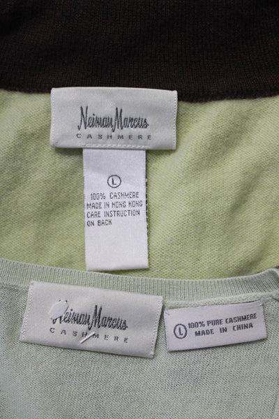 Neiman Marcus Womens V Neck Sweaters Green Cashmere Size Large Lot 2