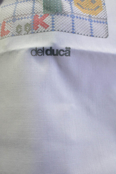 Del Duca x Mira Mikati Womens Beaded Look Clutch Handbag White Blue Check