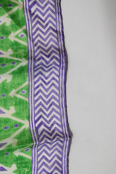 Ralph Lauren Collection Womens Silk Geometric Print Scarf Green Purple