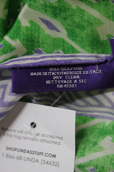 Ralph Lauren Collection Womens Silk Geometric Print Scarf Green Purple