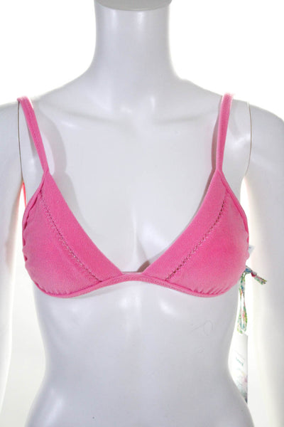 LoveShackFancy Womens X Hurley Hawaiian Hibiscus Bikini Top - Watermelon Sugar S