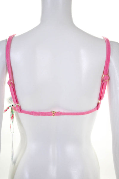LoveShackFancy Womens X Hurley Hawaiian Hibiscus Bikini Top - Watermelon Sugar S