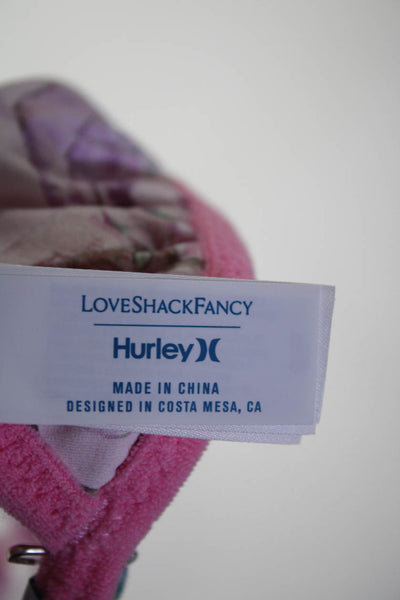 LoveShackFancy Womens X Hurley Hawaiian Hibiscus Bikini Top - Watermelon Sugar S